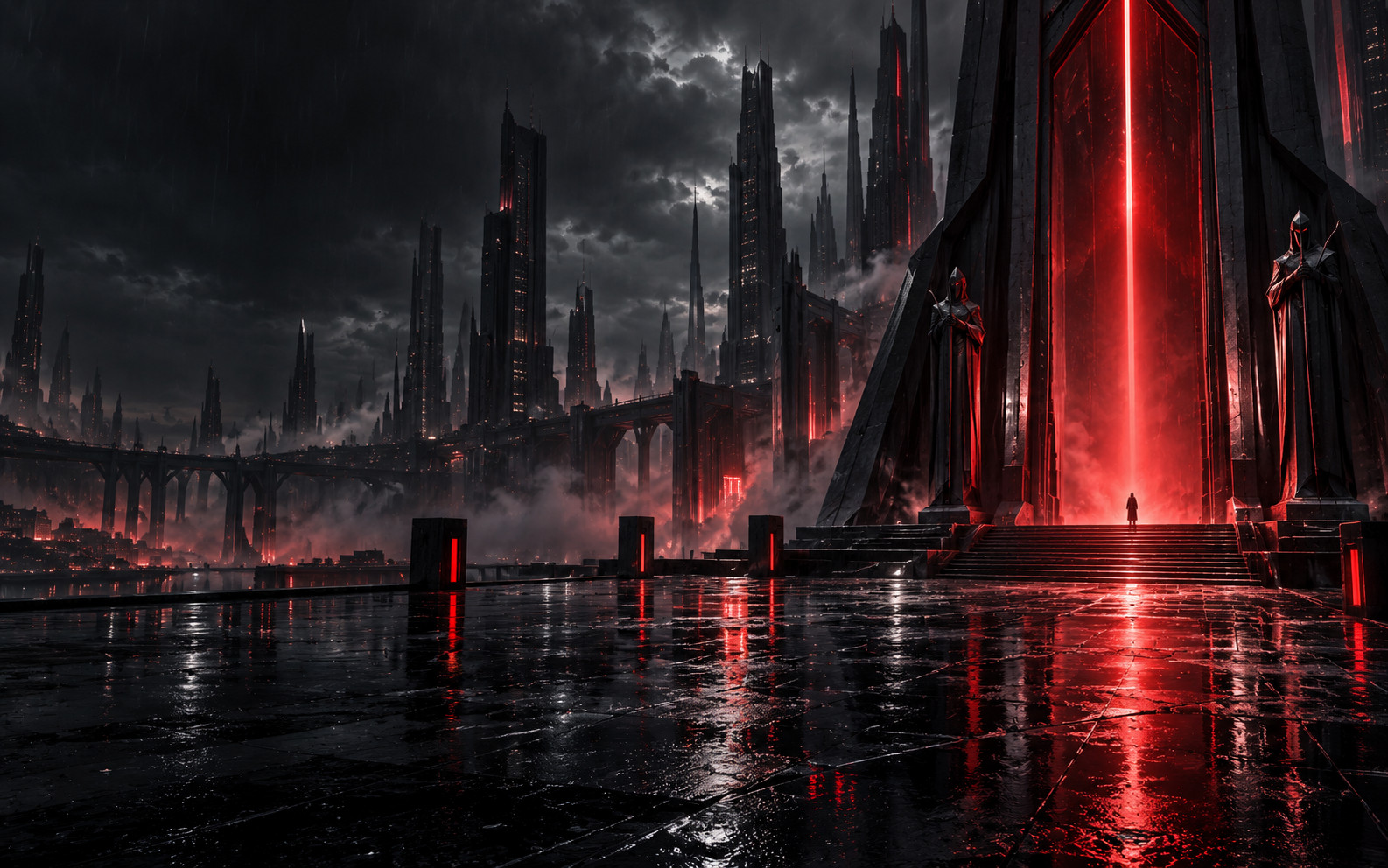 Dark futuristic city artwork